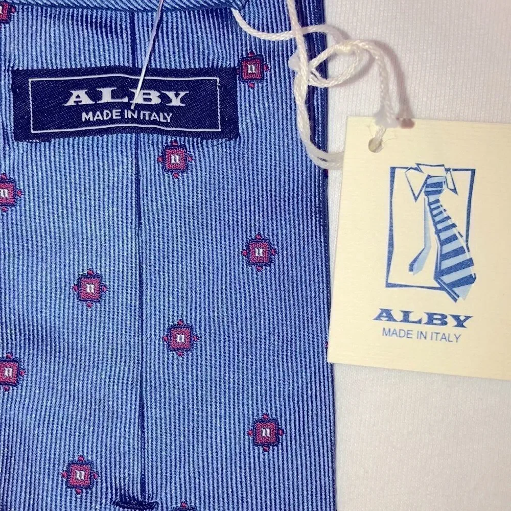 ALBY Sky Blue Cherry Red SILK Tie